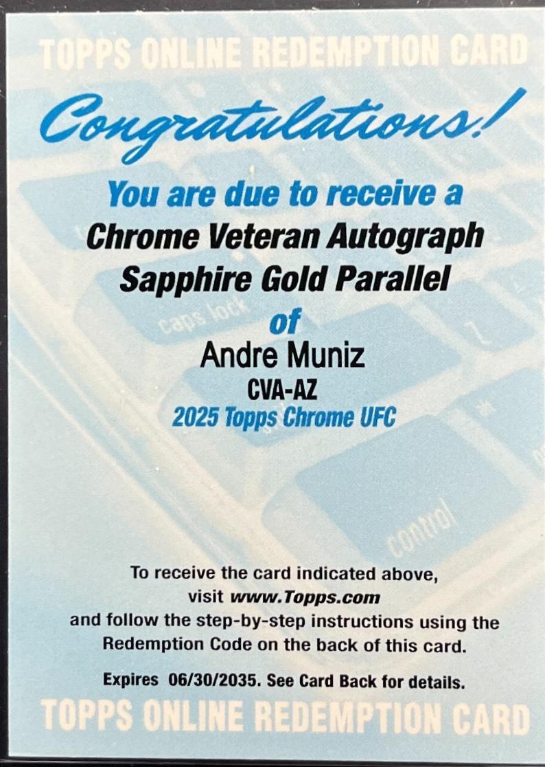 Andre Muniz 2025 Topps Chrome UFC Chrome Veteran Autographs #CVA-AZ Refractor