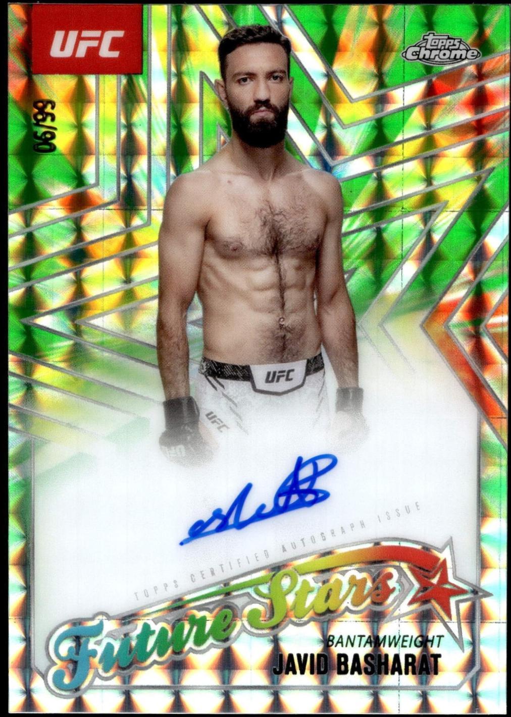 Javid Basharat 2025 Topps Chrome UFC Future Stars Autographs #FSA-JB Geometric Green Refractor