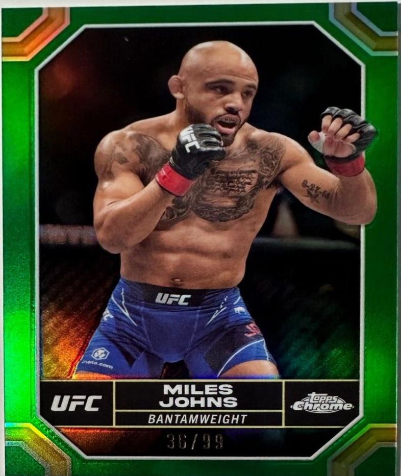 Miles Johns 2024 Topps Chrome UFC Base #140 Green Refractor