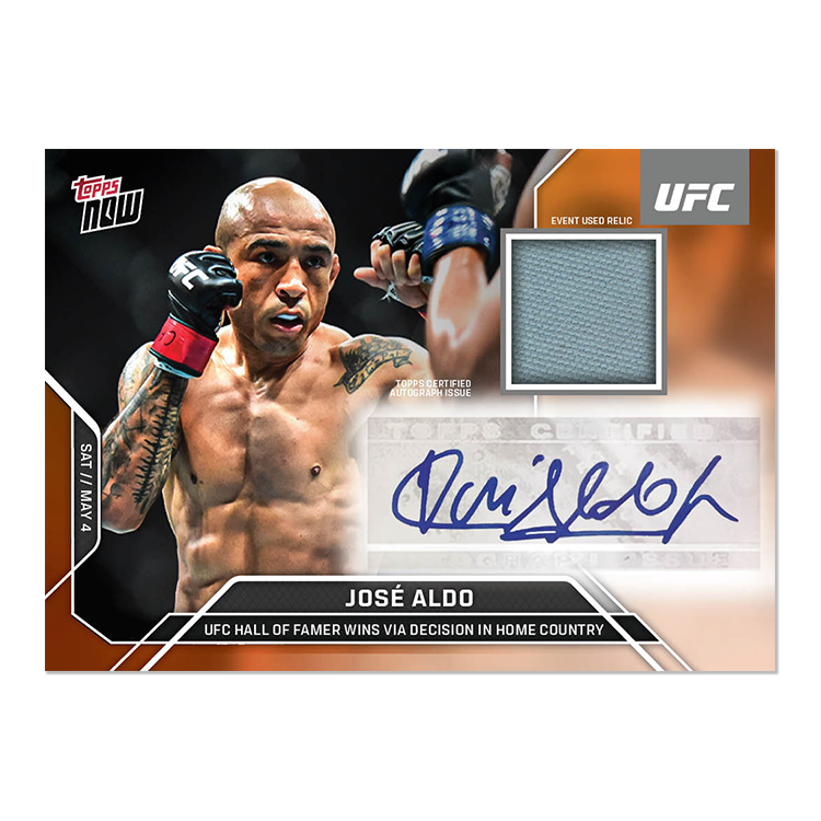 José Aldo Topps Now UFC Sticker Autograph Relics #5 Orange