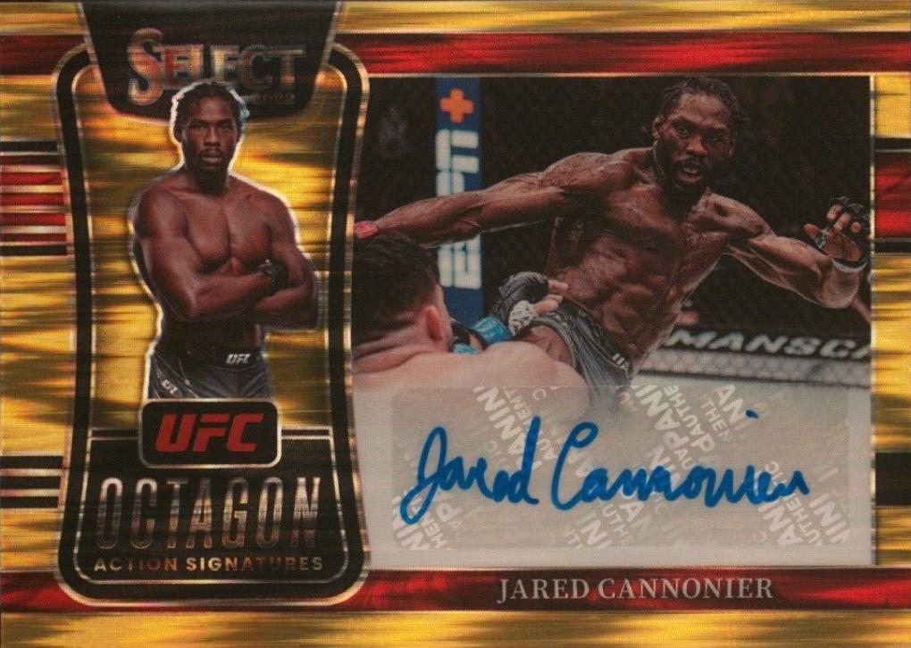 Jared Cannonier 2022 Panini Select UFC Octagon Action Signatures #33 Gold Flash