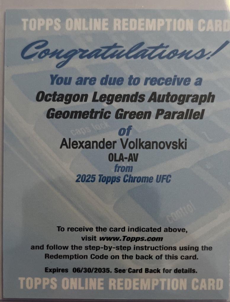 Alexander Volkanovski 2025 Topps Chrome UFC Octagon Legends Autographs #OLA-AV Geometric Green Refractor