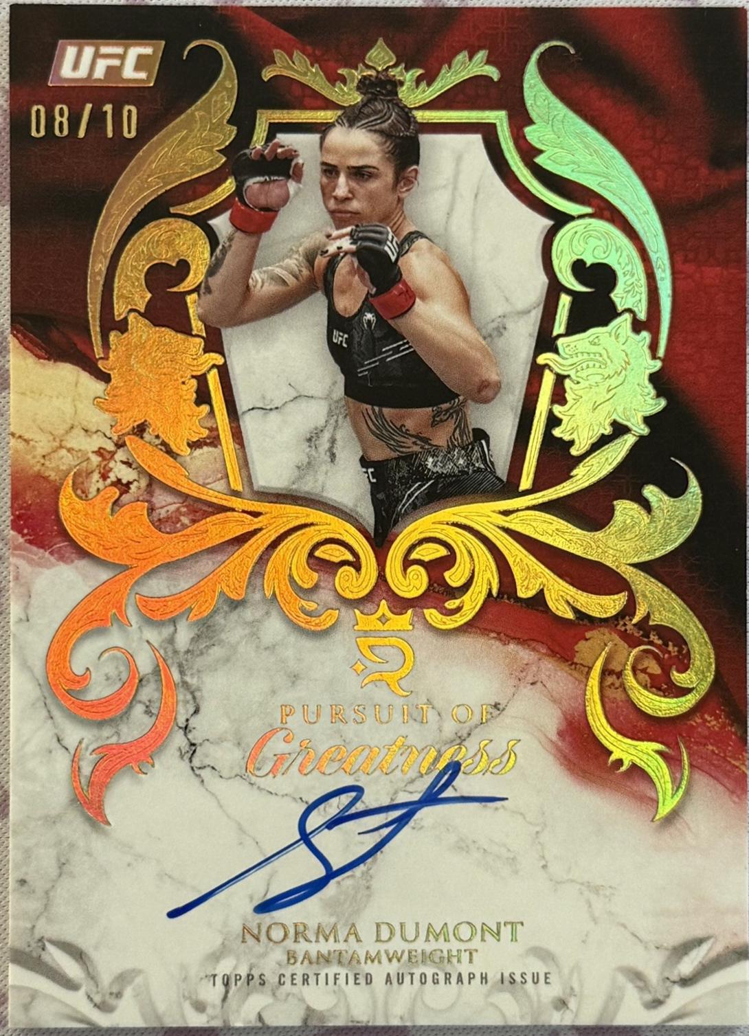 Norma Dumont 2025 Topps Royalty UFC Pursuit of Greatness Signatures #POG-ND Gold