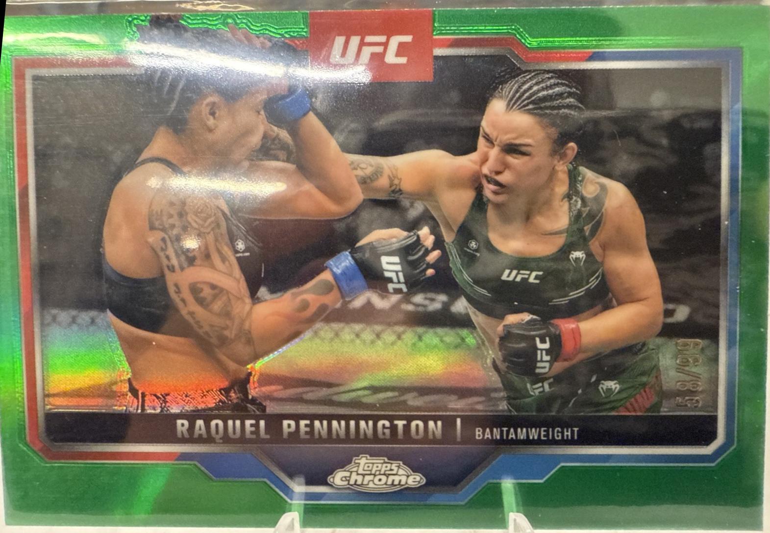 Raquel Pennington 2025 Topps Chrome UFC Base #156 Green Refractor