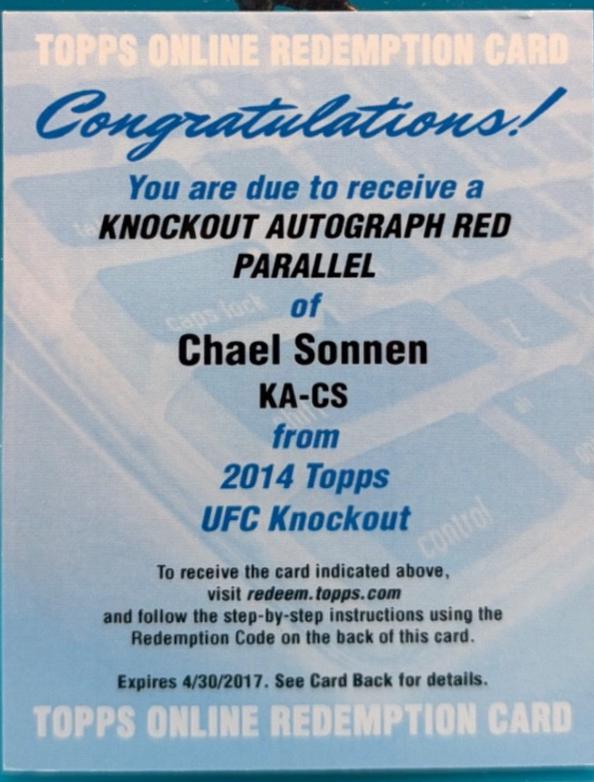 Chael Sonnen 2014 Topps UFC Knockout Autographs #KA-CS Red Ink