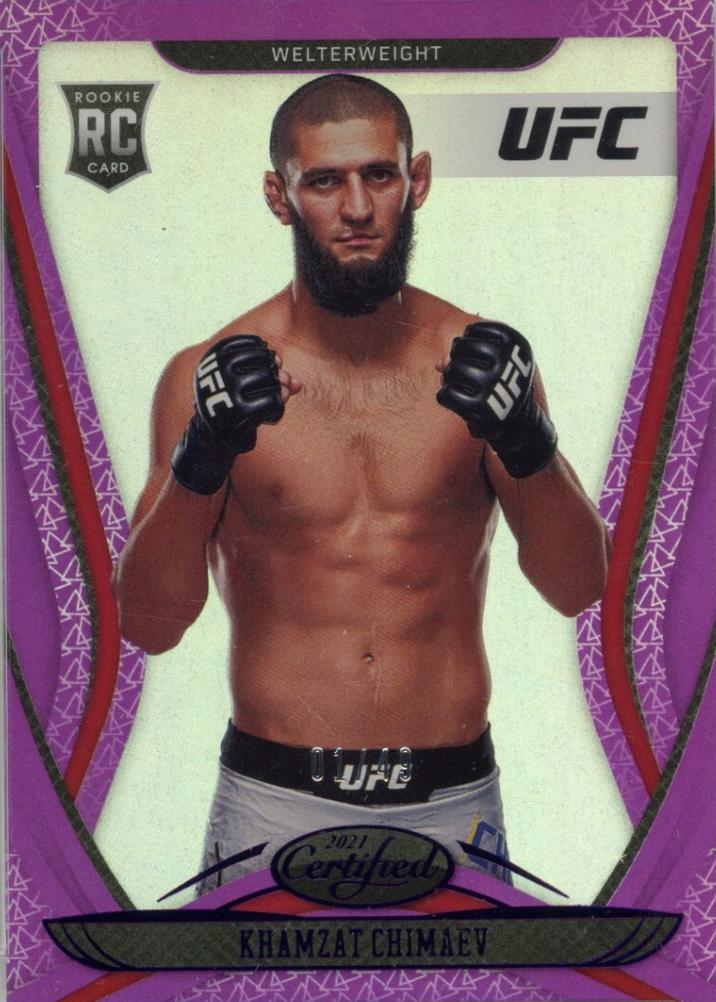 Khamzat Chimaev 2021 Panini Chronicles UFC Base Certified #132 Purple