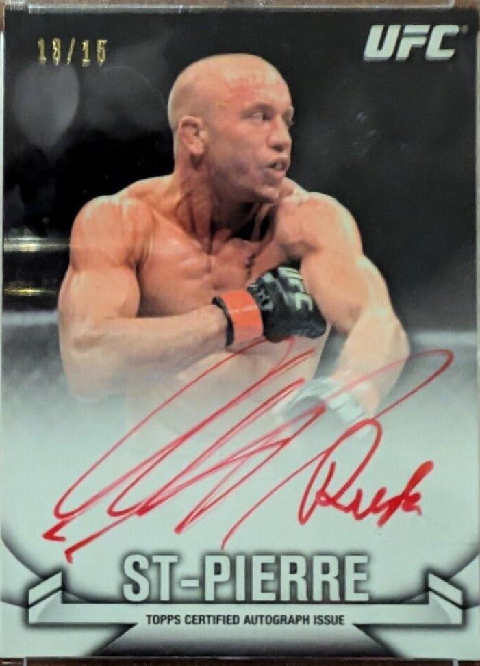 Georges St-Pierre 2013 Topps UFC Knockout Knockout Autographs #KA-GSP Red Ink Nickname