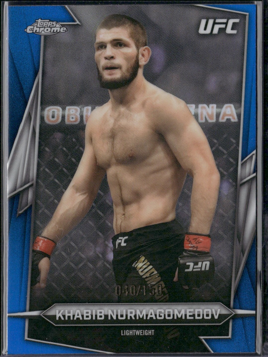 Khabib Nurmagomedov 2026 Topps Chrome UFC Base #140 Blue Refractor