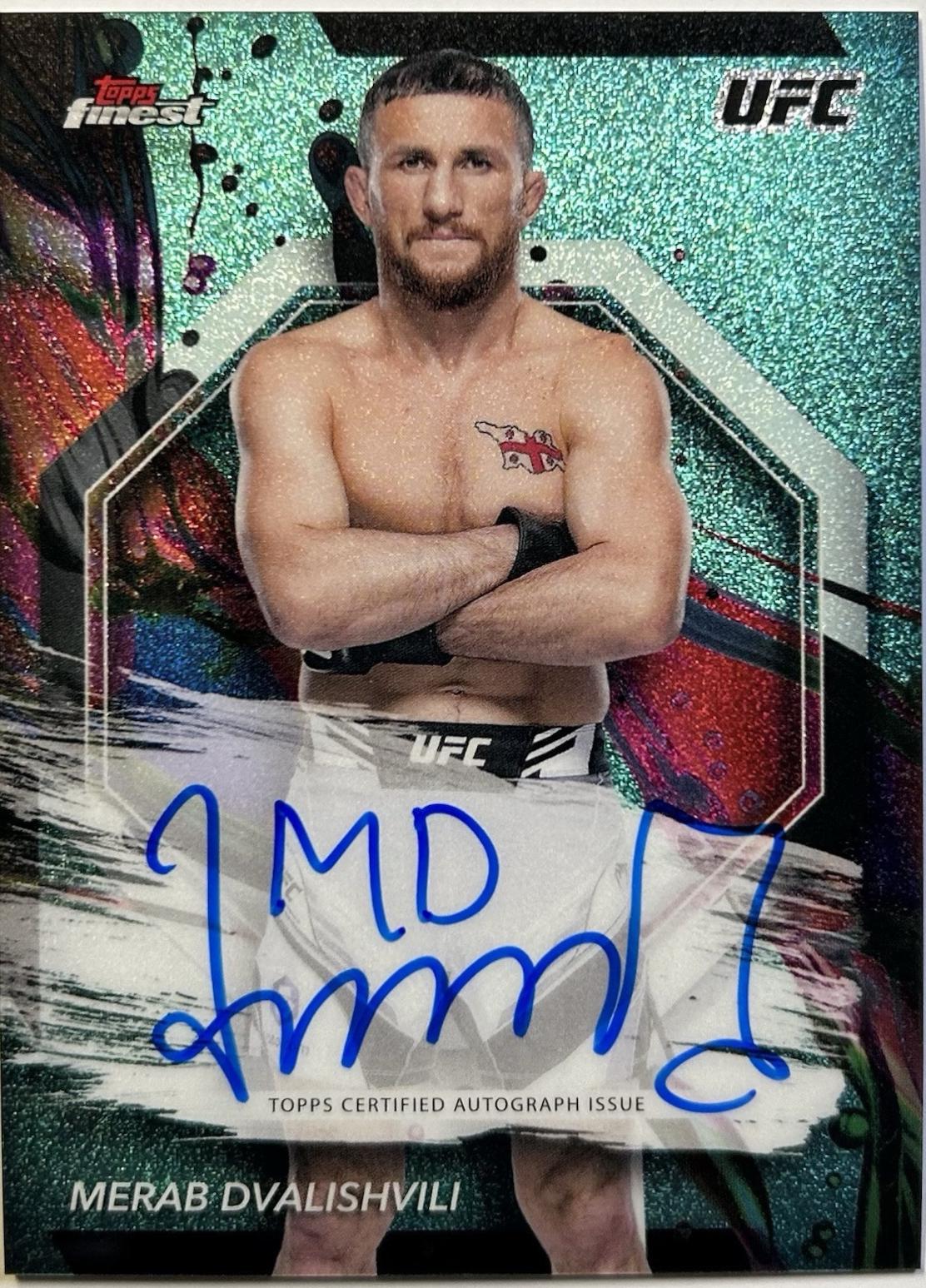 Merab Dvalishvili 2024 Topps Finest UFC Finest Autographs #FA-MBD Aqua Glitter Refractor