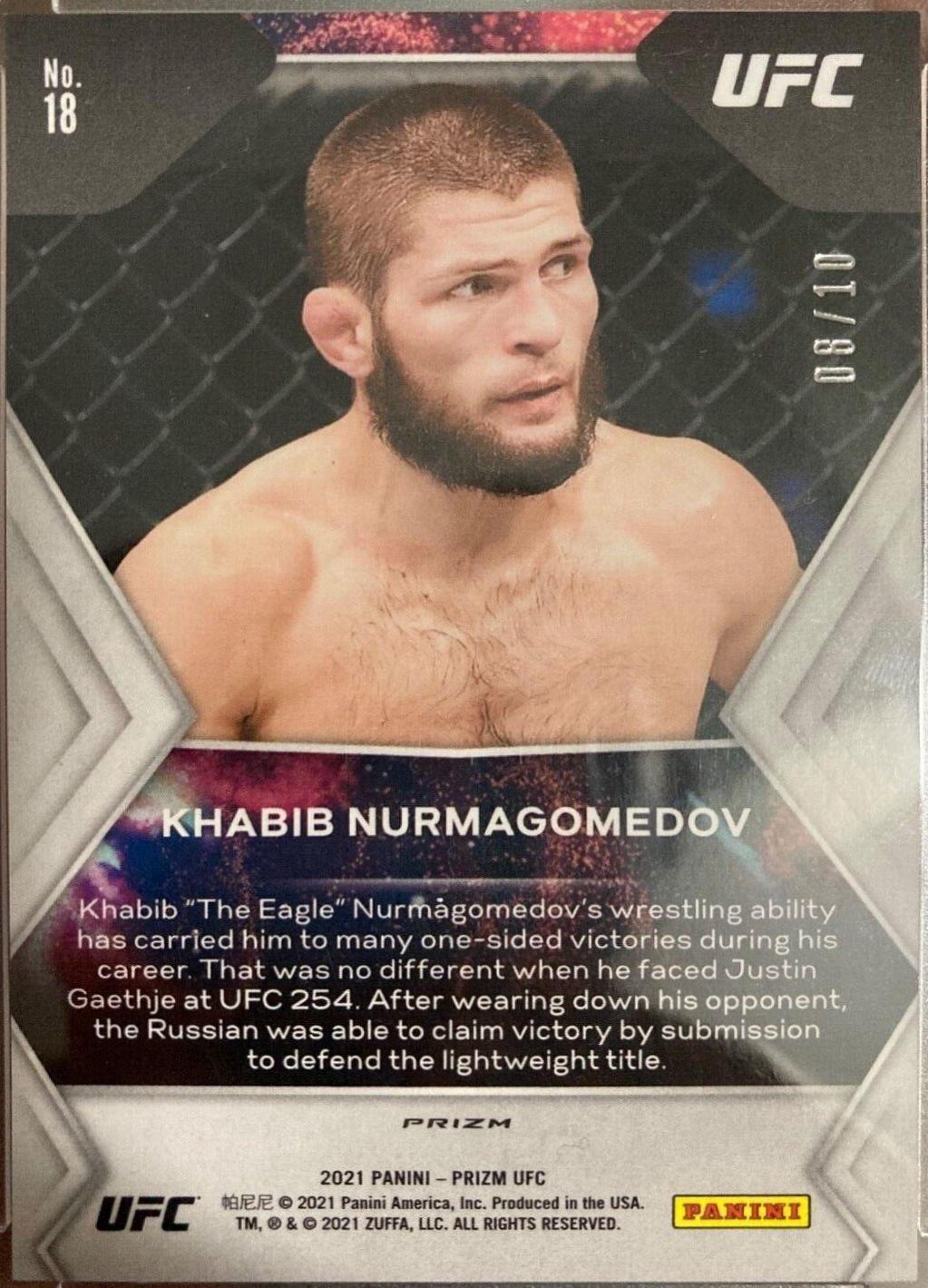 Khabib Nurmagomedov 2021 Panini Prizm UFC Fireworks #18 Gold
