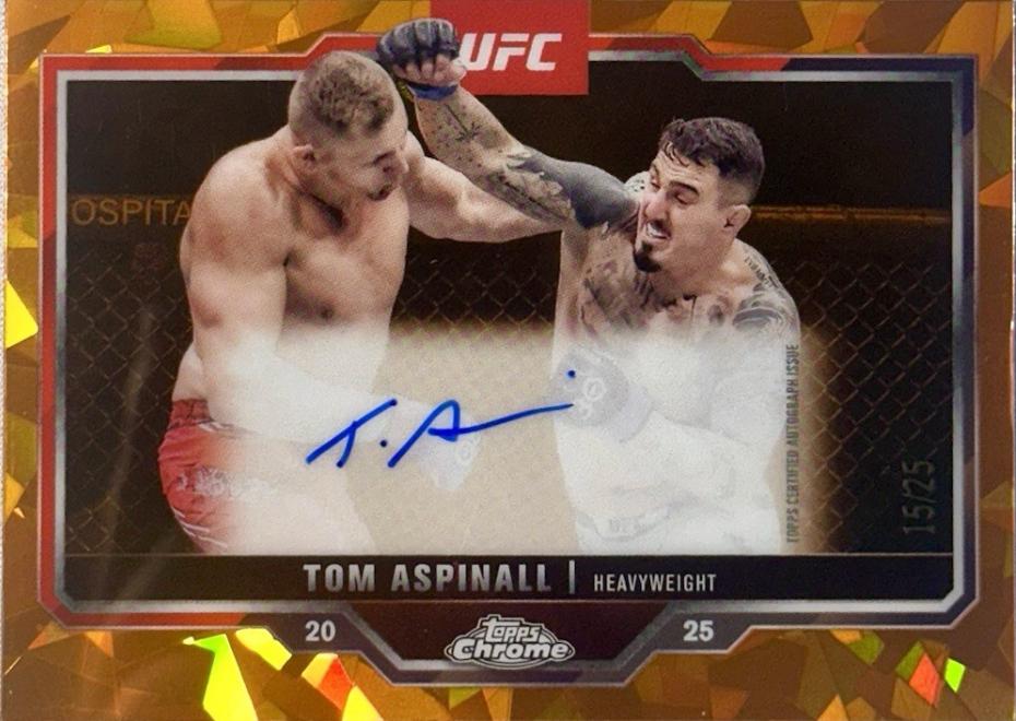 Tom Aspinall 2025 Topps Chrome Sapphire UFC Chrome Veteran Autographs Sapphire #CVA-TA Orange Sapphire