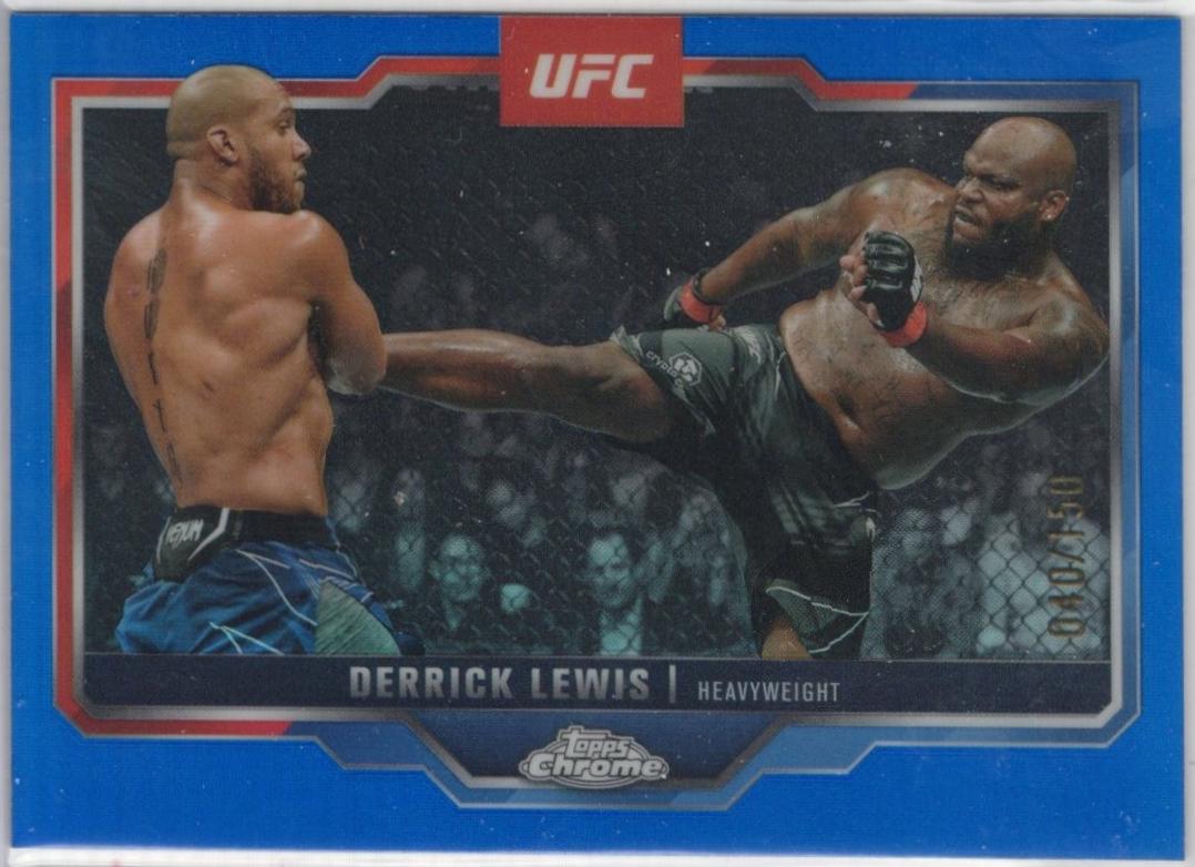 Derrick Lewis 2025 Topps Chrome UFC Base #104 Blue Refractor