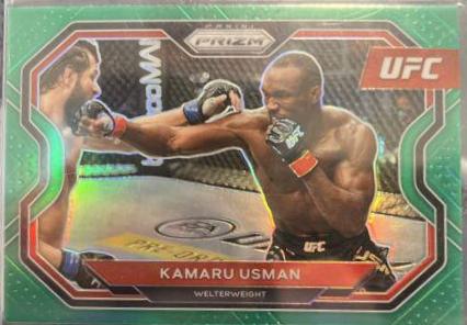 Kamaru Usman 2021 Panini Prizm UFC Base #151 Green