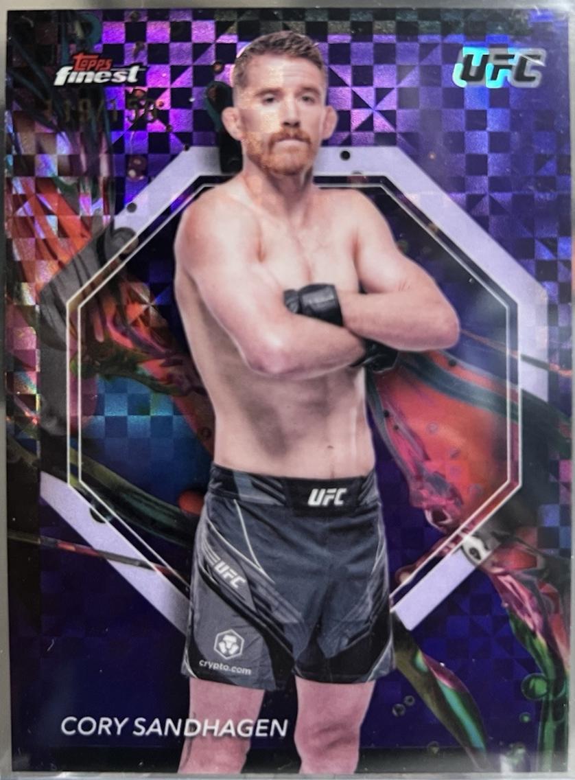 Cory Sandhagen 2024 Topps Finest UFC Base Common #21 Purple Checkerboard Refractor