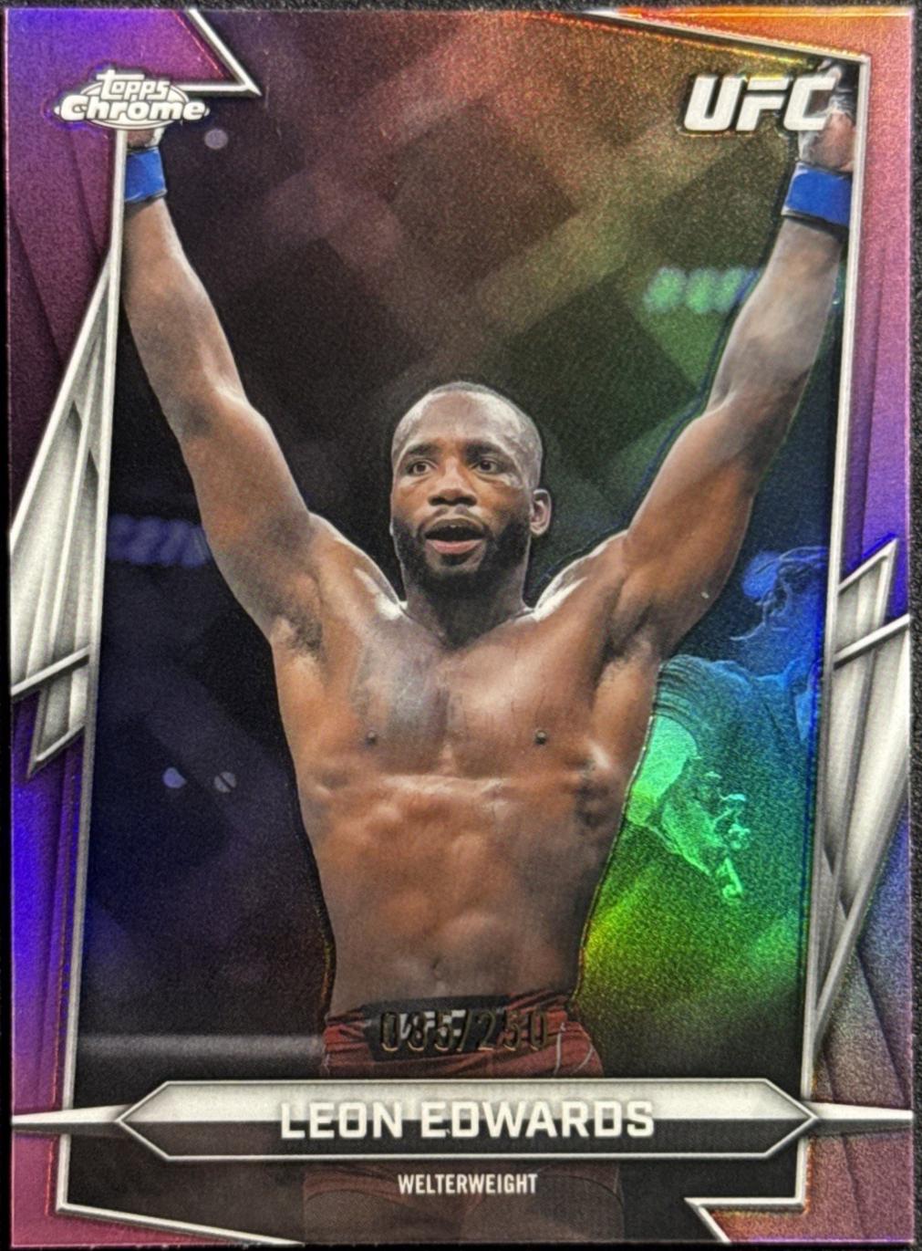 Leon Edwards 2026 Topps Chrome UFC Base #6 Pink Refractor
