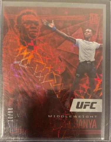 Israel Adesanya 2021 Panini Chronicles UFC Base Illusions #179 Asia Red