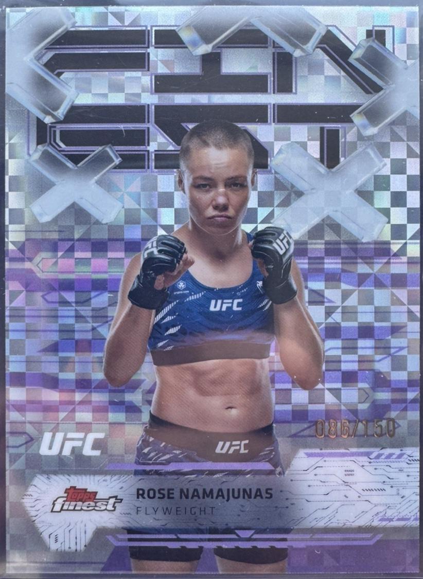 Rose Namajunas 2025 Topps Finest UFC Base Common #83 Purple Checkerboard Refractor