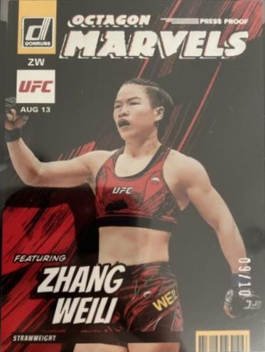 Zhang Weili 2023 Panini Donruss UFC Octagon Marvels #19 Press Proof Gold
