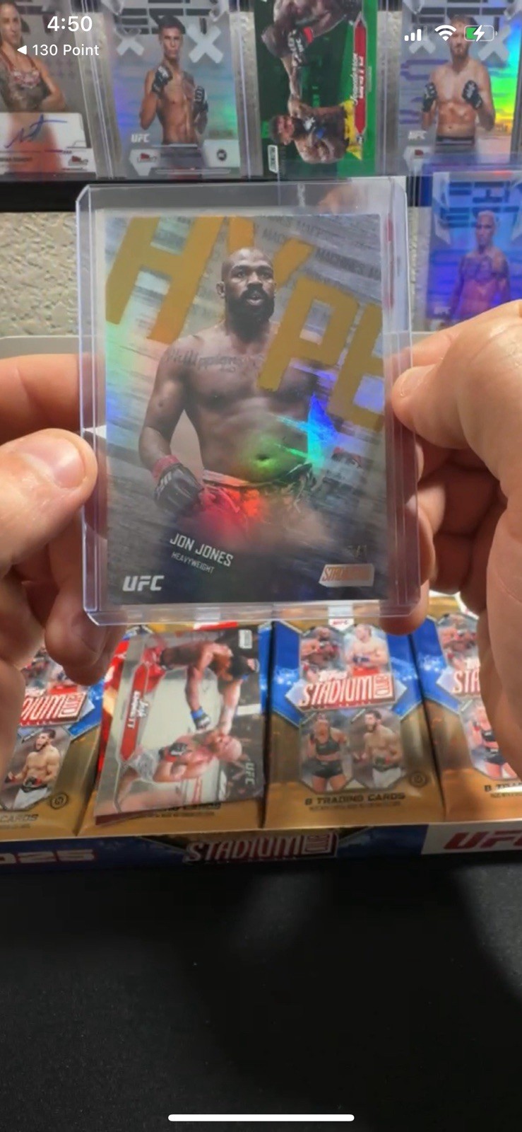 Jon Jones 2025 Topps Stadium Club UFC Hype Machines #HM-8 Gold Rainbow