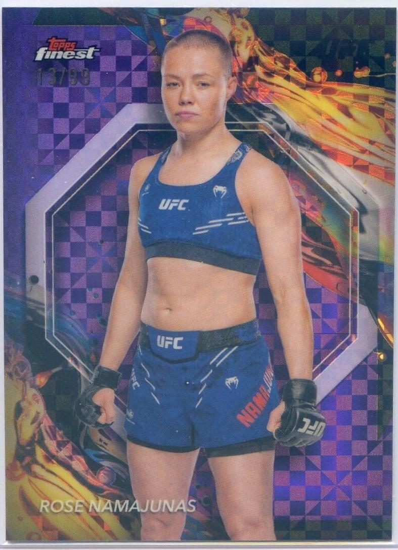 Rose Namajunas 2024 Topps Finest UFC Base Uncommon #108 Purple Checkerboard Refractor