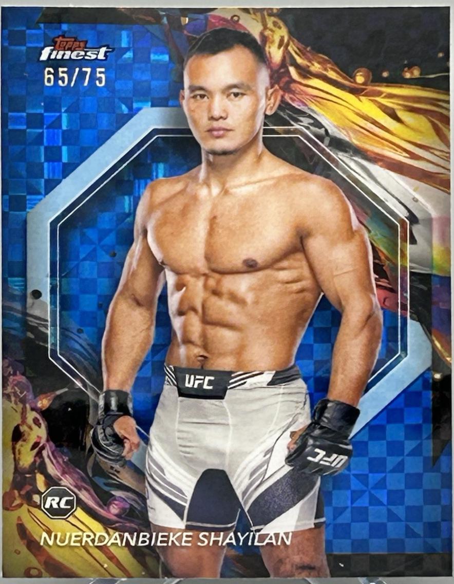 Shayilan Nuerdanbieke 2024 Topps Finest UFC Base Uncommon #178 Blue Checkerboard Refractor