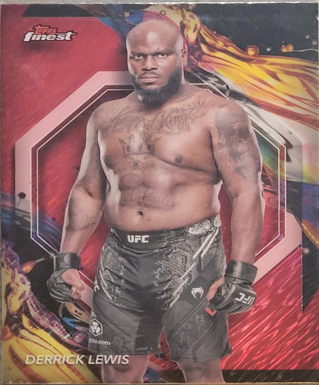 Derrick Lewis 2024 Topps Finest UFC Base Uncommon #110 Red Shimmer Refractor
