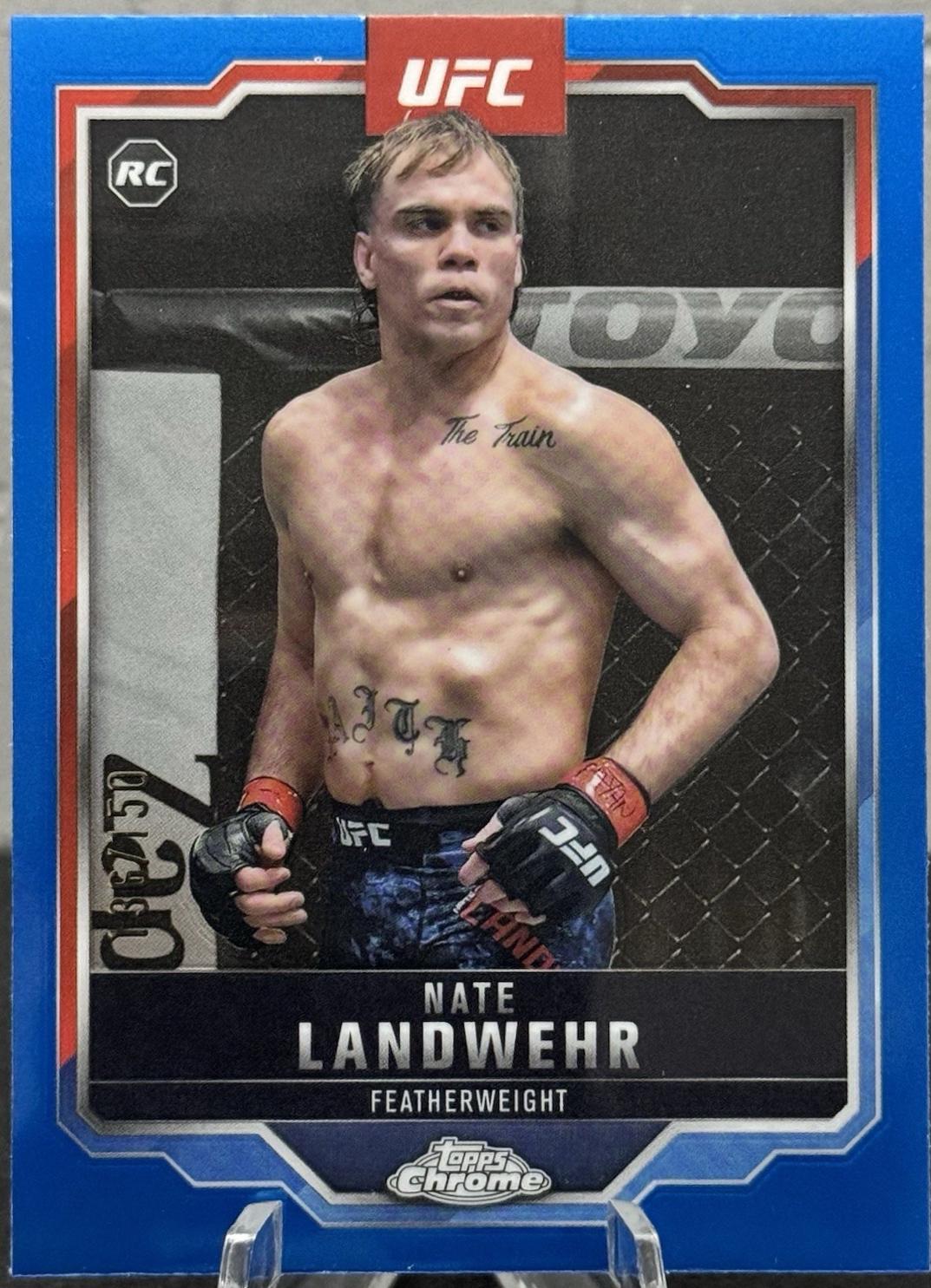 Nate Landwehr 2025 Topps Chrome UFC Base #85 Blue Refractor