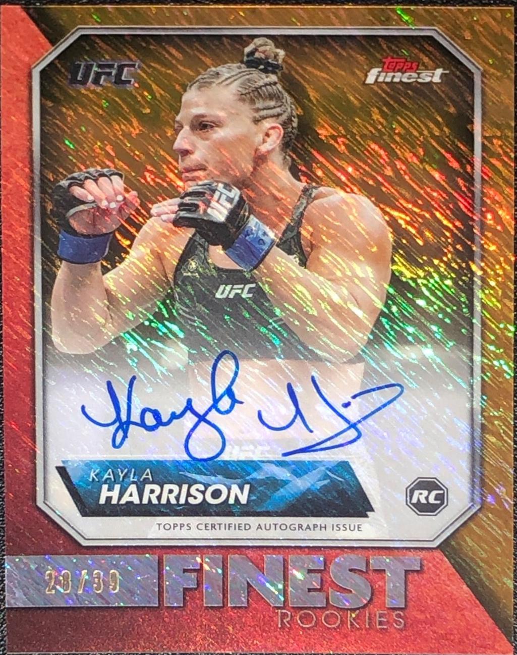 Kayla Harrison 2024 Topps Finest UFC Rookie Finest Autographs #RFA-KH Gold Shimmer Refractor