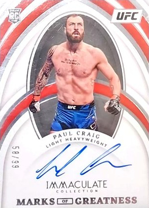 Paul Craig 2022 Panini Immaculate UFC Rookie Memorabilia Autographs #104 Platinum