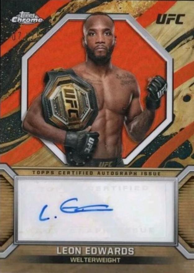 Leon Edwards 2024 Topps Chrome UFC Marks of Champions #MOC-LED Orange Refractor