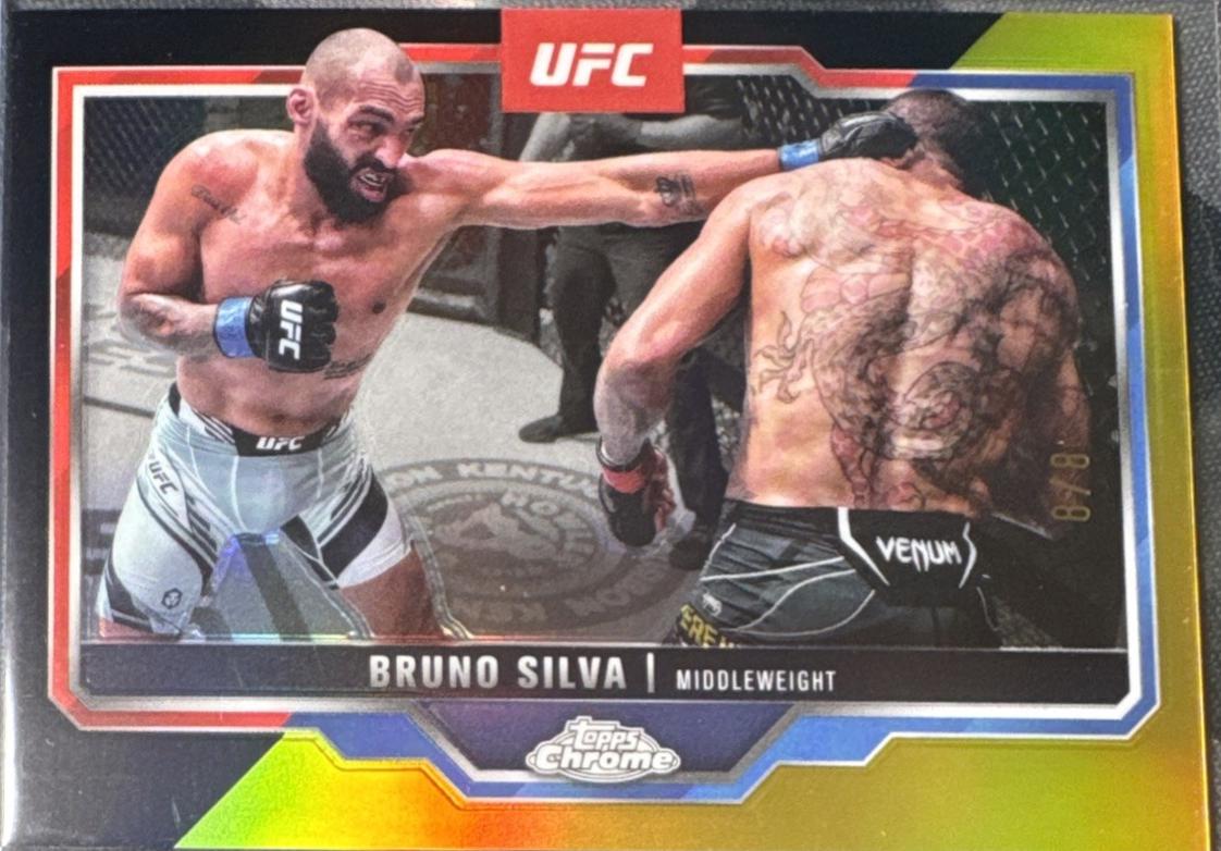 Bruno Silva 2025 Topps Chrome UFC Base #144 Black & Gold Refractor