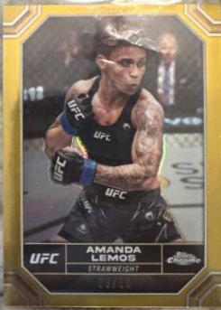 Amanda Lemos 2024 Topps Chrome UFC Base #14 Gold Refractor