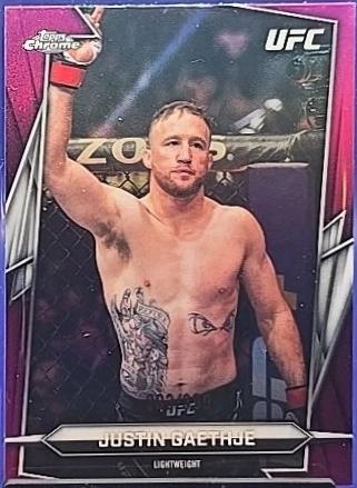 Justin Gaethje 2026 Topps Chrome UFC Base #39 Purple Geometric Refractor