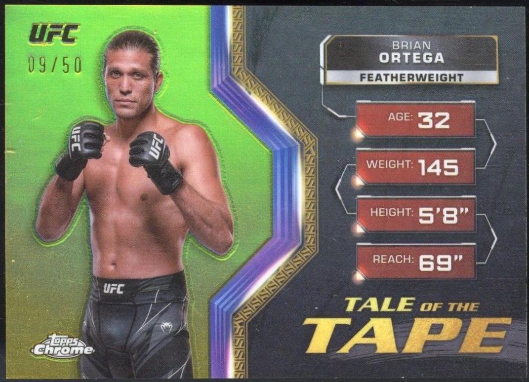 Brian Ortega 2024 Topps Chrome UFC Tale of the Tape #TFT-8 Gold Refractor