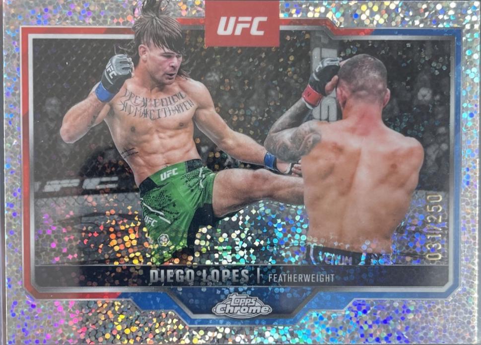 Diego Lopes 2025 Topps Chrome UFC Base #140 Speckle Refractor