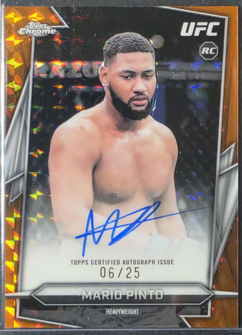 Mario Pinto 2026 Topps Chrome UFC Base Autographs #BAV-MO Orange Refractor