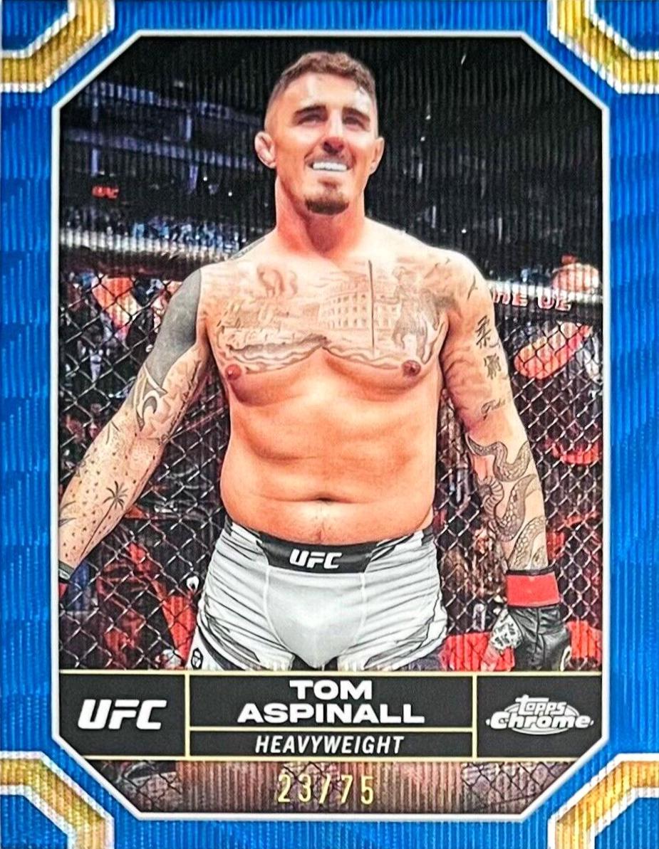Tom Aspinall 2024 Topps Chrome UFC Base #187 Blue Wave Refractor