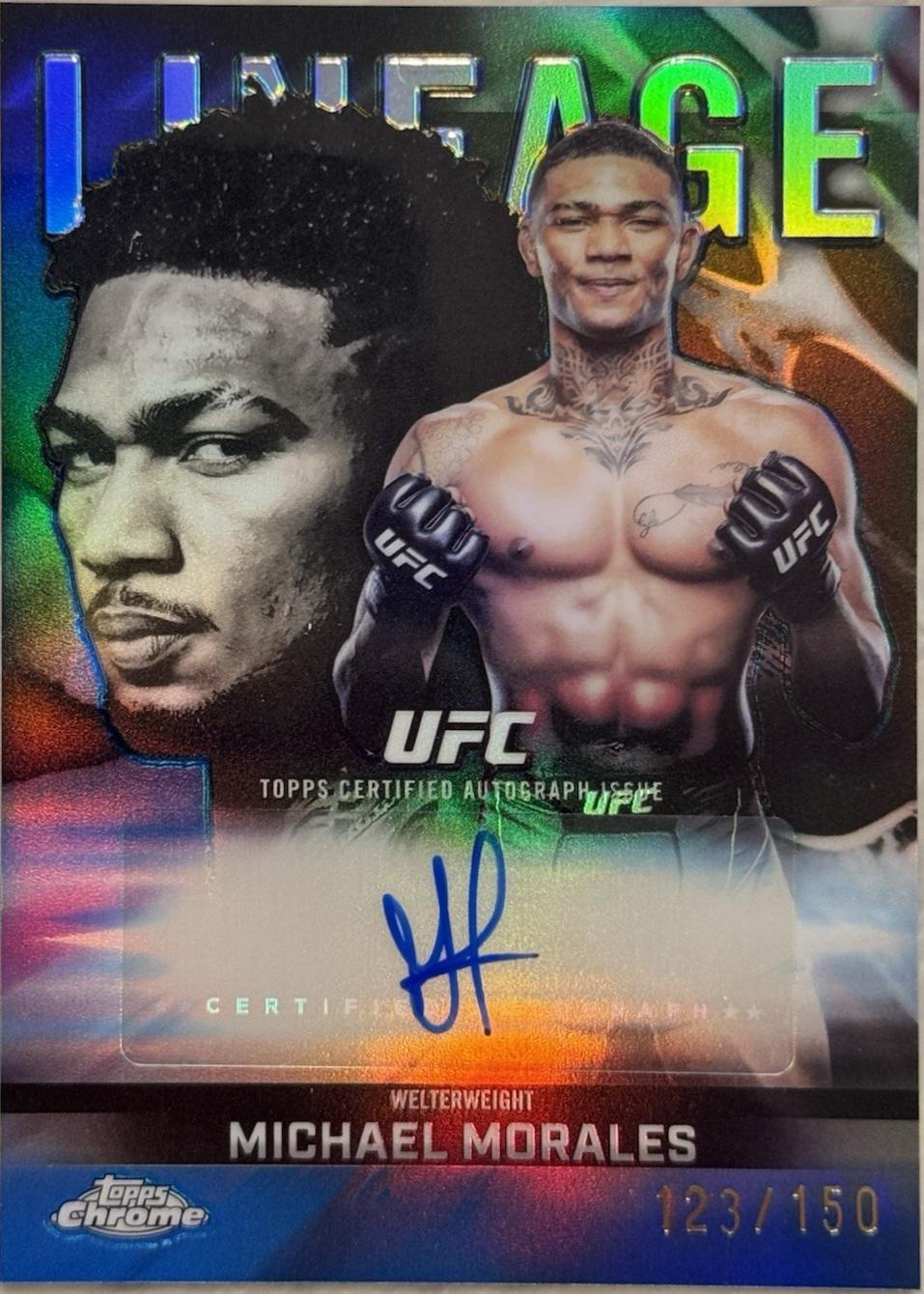 Michael Morales 2026 Topps Chrome UFC Chrome Lineage Autographs #CCA-MM Blue Refractor