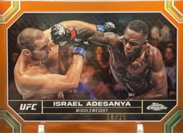 Israel Adesanya 2024 Topps Chrome UFC Base #81 Orange Refractor