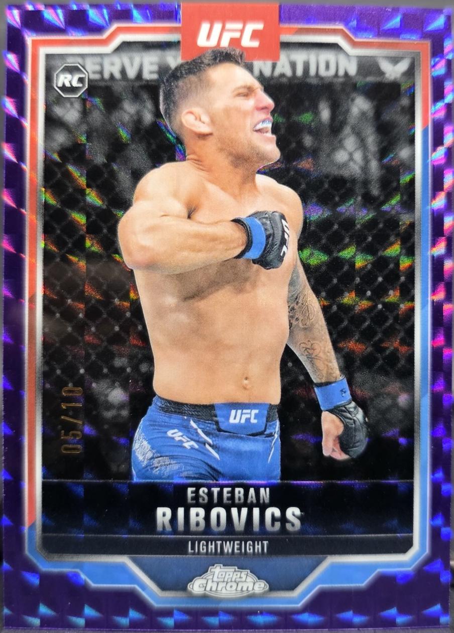 Esteban Ribovics 2025 Topps Chrome UFC Base #75 Purple Geometric Refractor