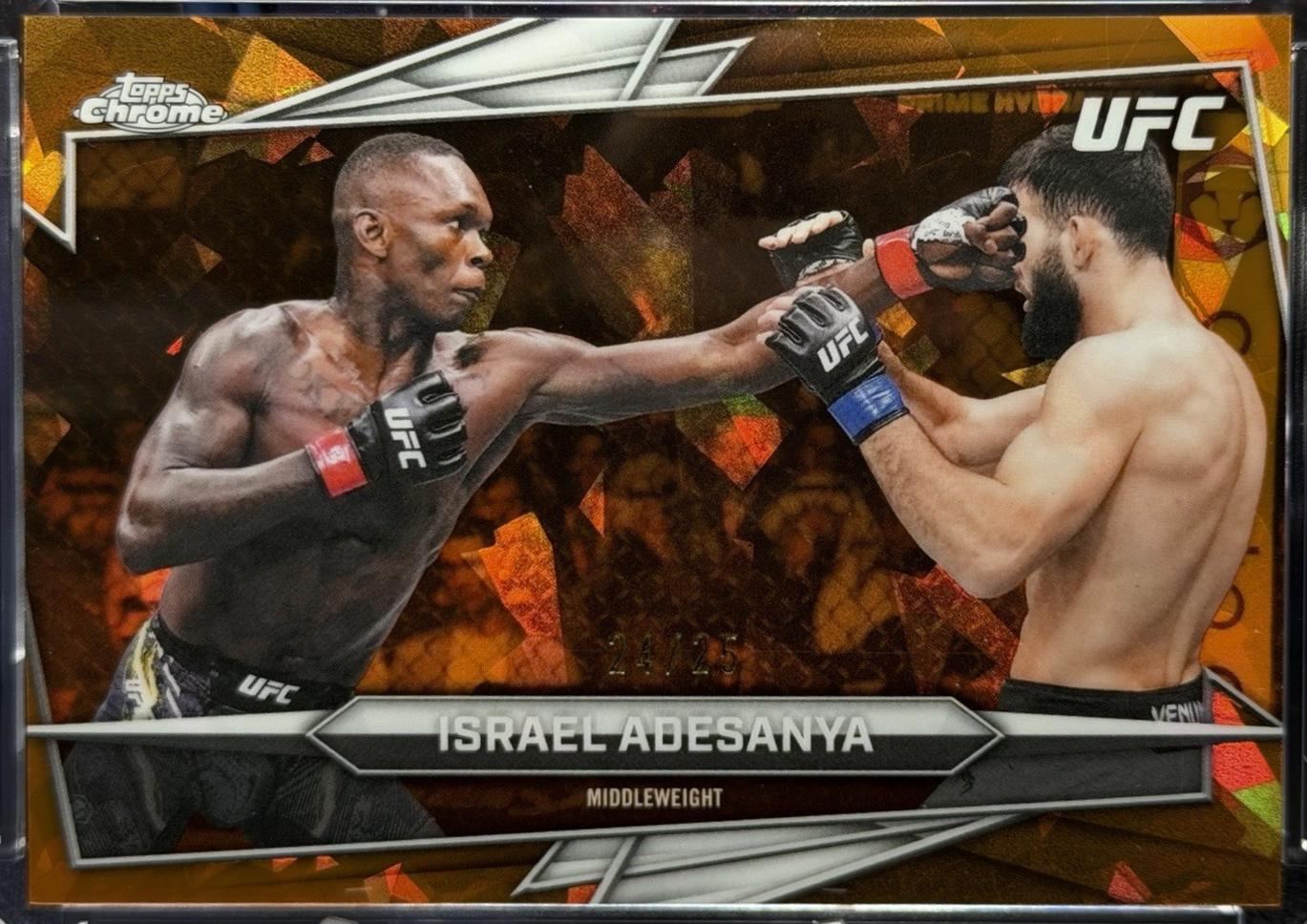 Israel Adesanya 2026 Topps Chrome UFC Base #197 Orange Mini Diamonds Refractor