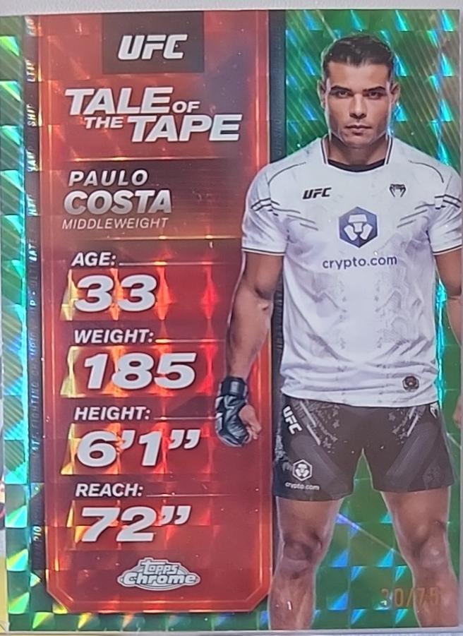Paulo Costa 2025 Topps Chrome UFC Tale of the Tape #TTT-3 Geometric Green Refractor