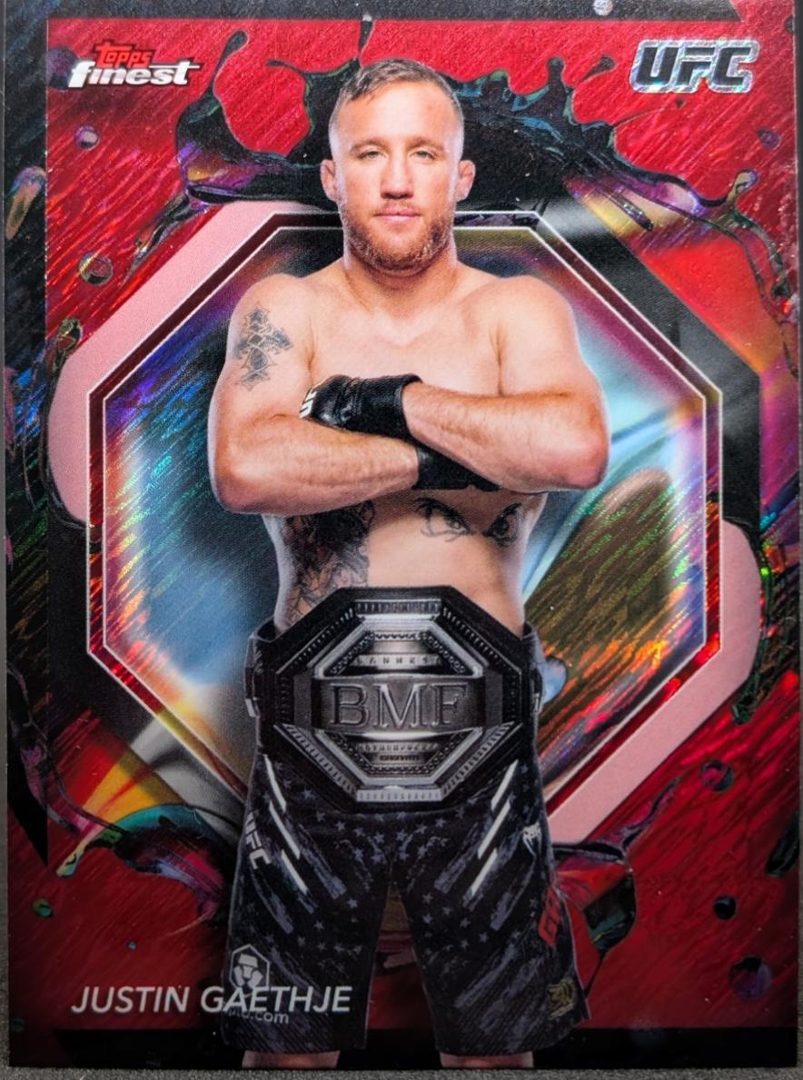 Justin Gaethje 2024 Topps Finest UFC Base Rare #264 Red Shimmer Refractor