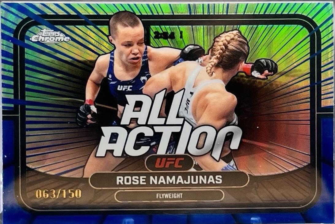 Rose Namajunas 2026 Topps Chrome UFC All-Action #AA-13 Blue Refractor
