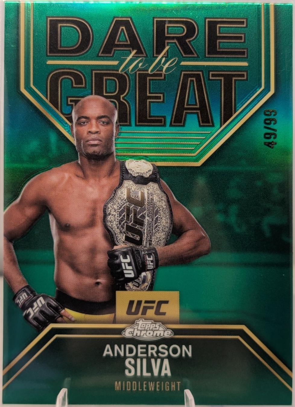 Anderson Silva 2025 Topps Chrome UFC Dare to Be Great #DBG-1 Green Refractor