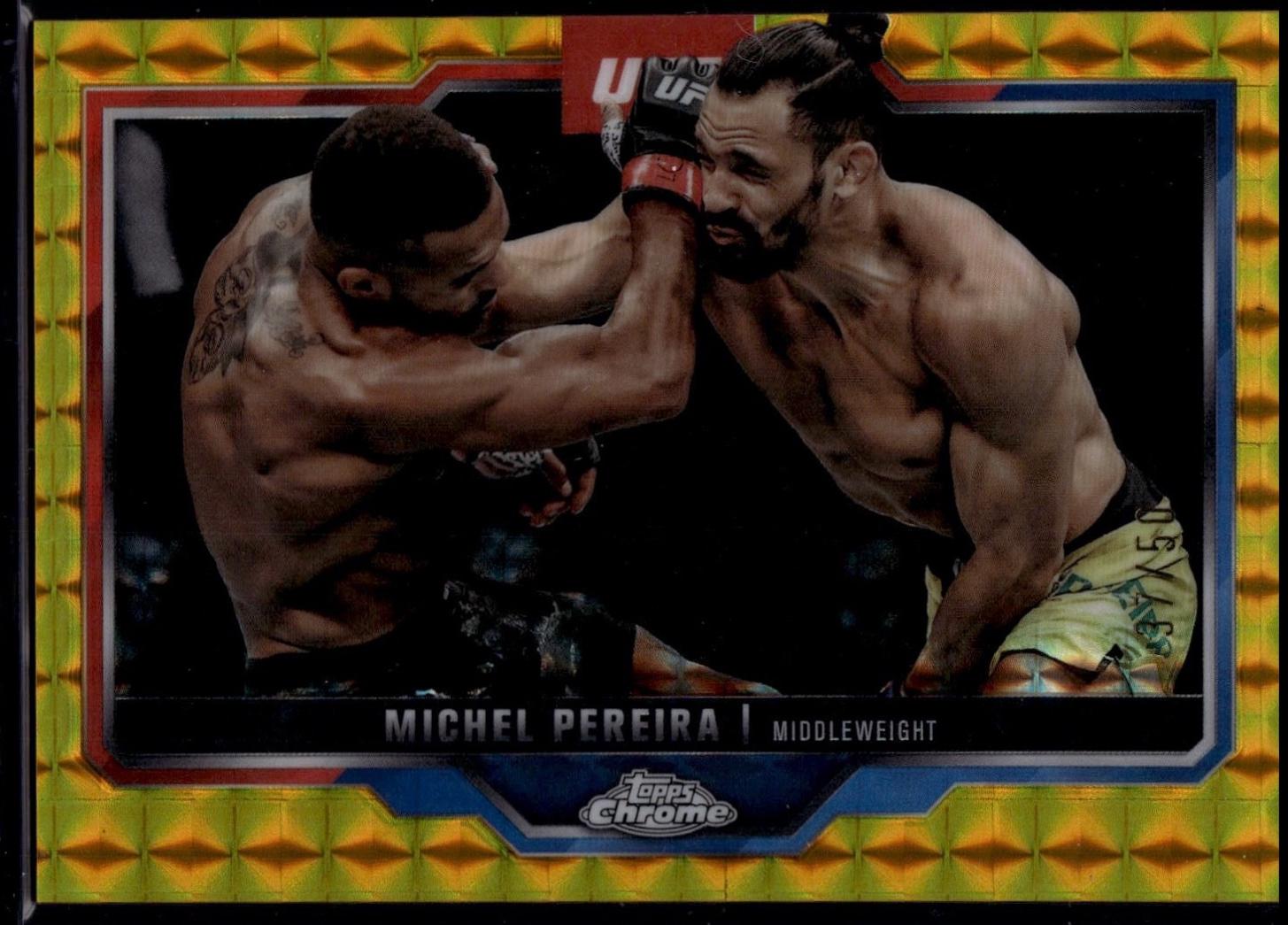 Michel Pereira 2025 Topps Chrome UFC Base #160 Gold Geometric Refractor
