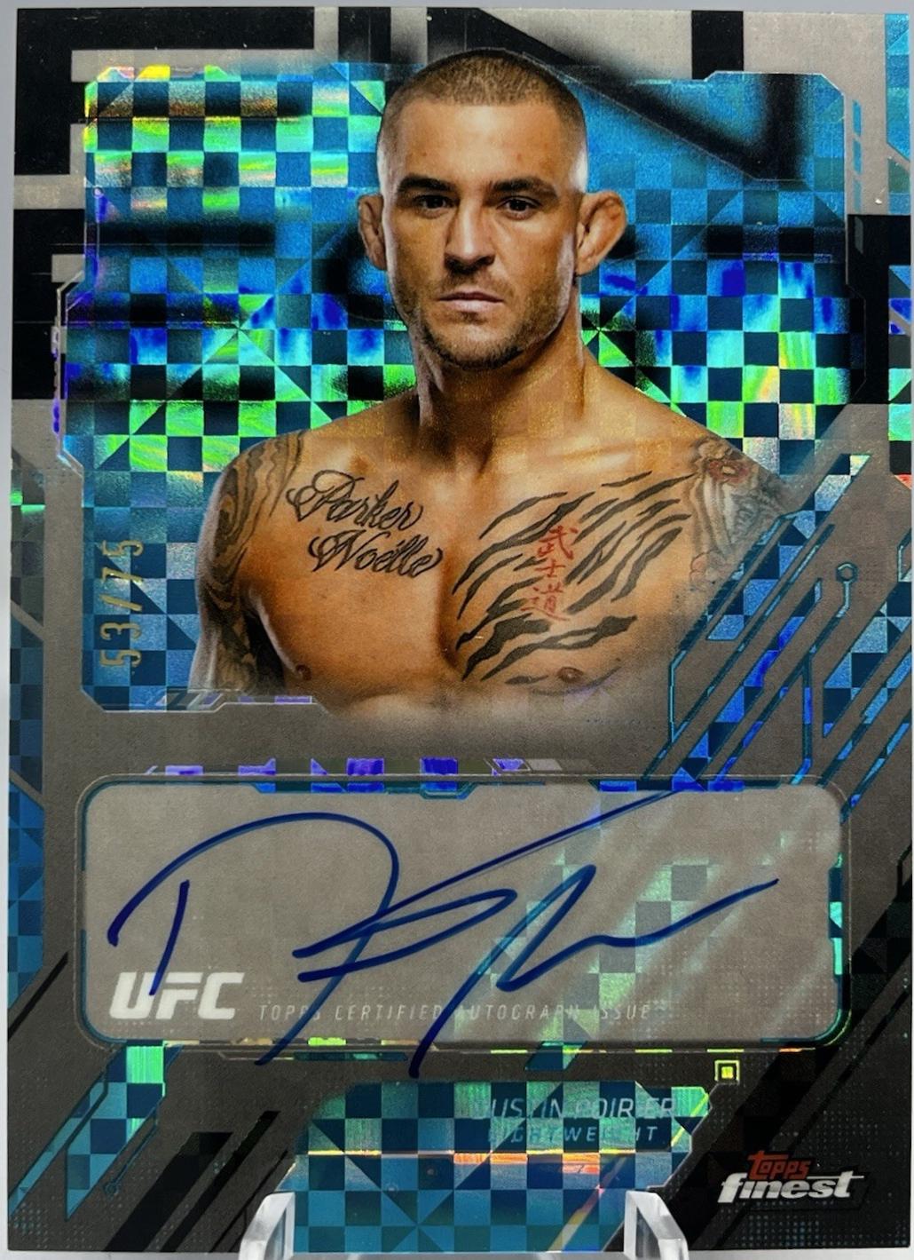 Dustin Poirier 2025 Topps Finest UFC The Finest #TFA-DP Blue Checkerboard Refractor
