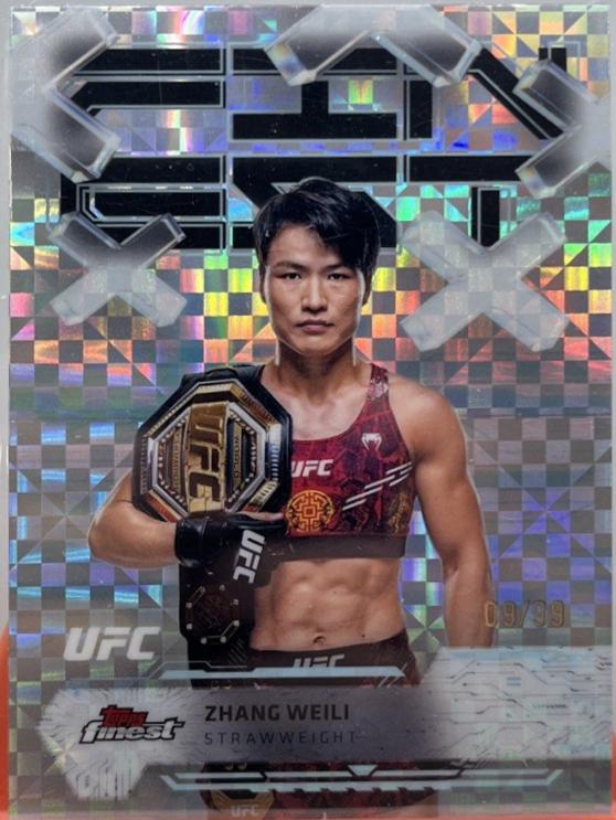 Zhang Weili 2025 Topps Finest UFC Base Common #50 Blue Checkerboard Refractor