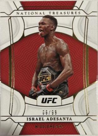 Israel Adesanya 2022 Panini Chronicles UFC Base National Treasures #437 Gold