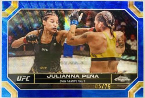 Julianna Peña 2024 Topps Chrome UFC Base #102 Blue Wave Refractor